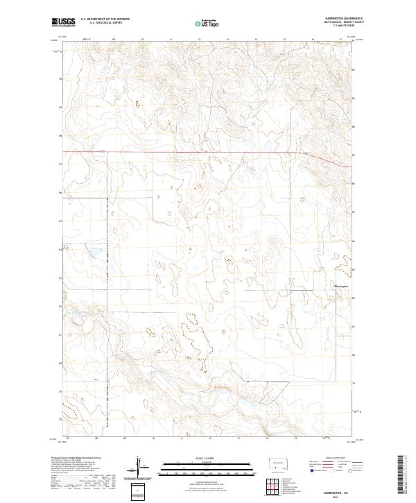 USGS US Topo 7.5-minute map for Harrington SD 2021