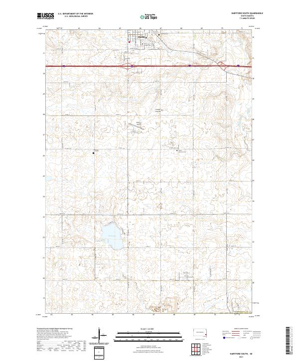 USGS US Topo 7.5-minute map for Hartford South SD 2021