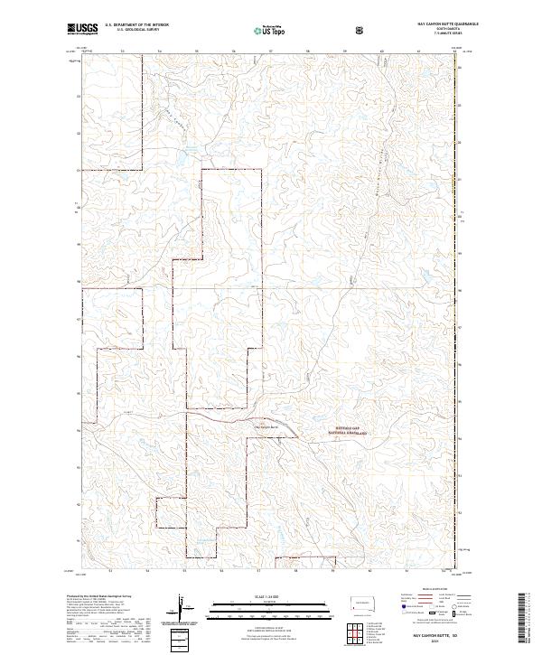 USGS US Topo 7.5-minute map for Hay Canyon Butte SD 2021