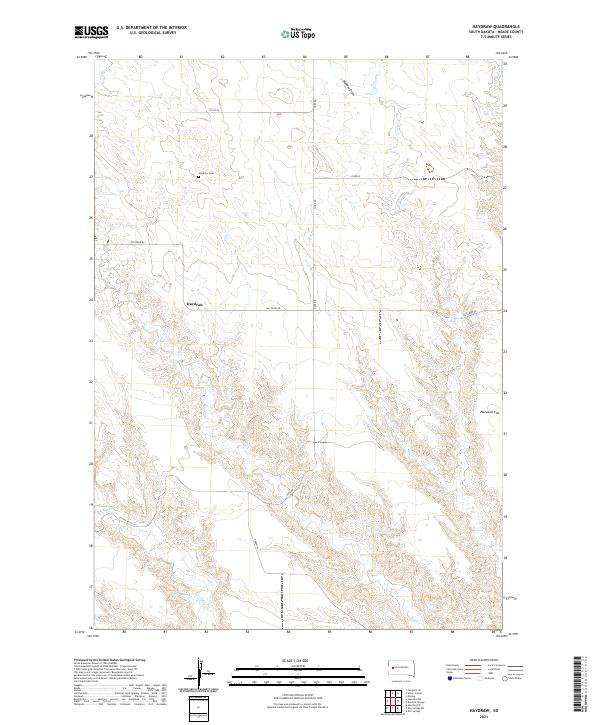 USGS US Topo 7.5-minute map for Haydraw SD 2021