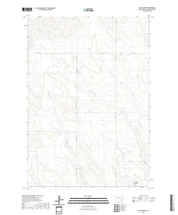 USGS US Topo 7.5-minute map for Hayes North SD 2021