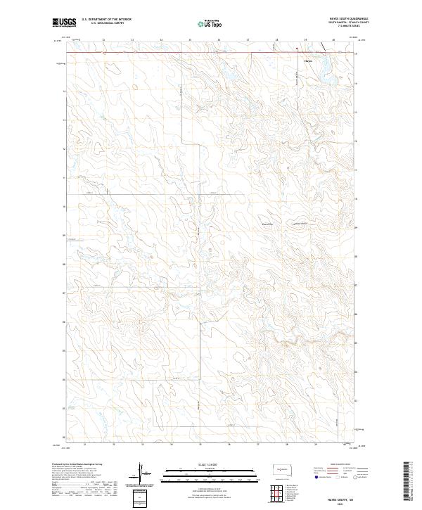 USGS US Topo 7.5-minute map for Hayes South SD 2021