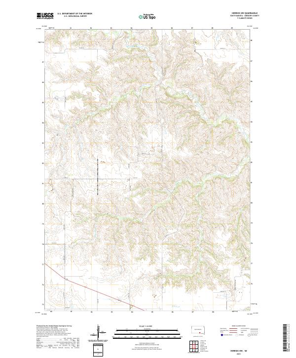 USGS US Topo 7.5-minute map for Herrick NW SD 2021