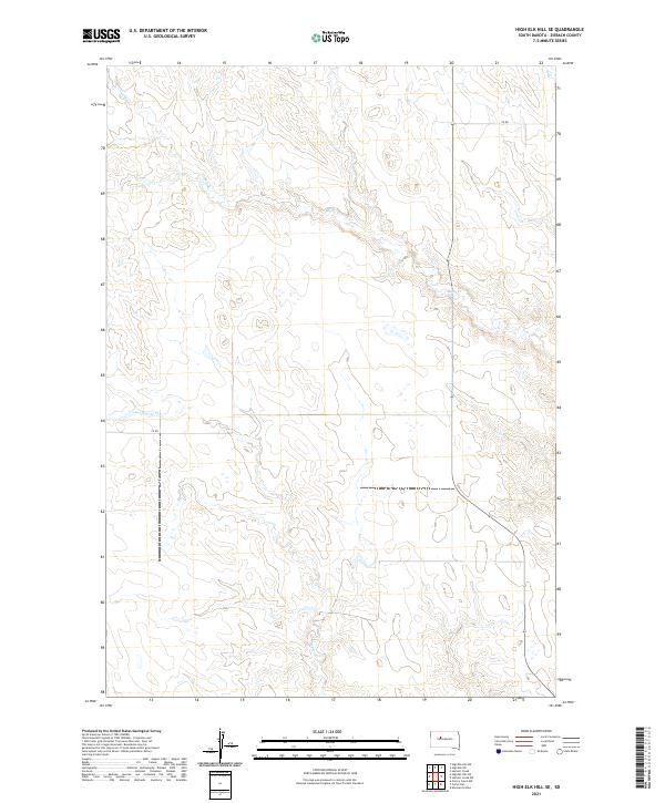 USGS US Topo 7.5-minute map for High Elk Hill SE SD 2021