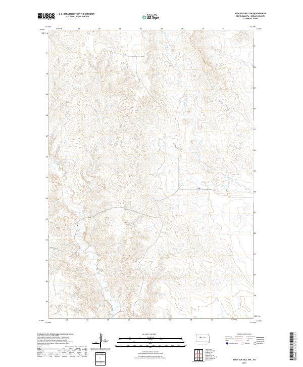 USGS US Topo 7.5-minute map for High Elk Hill SW SD 2021