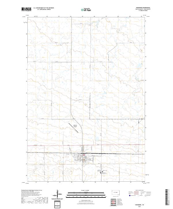 USGS US Topo 7.5-minute map for Highmore SD 2021