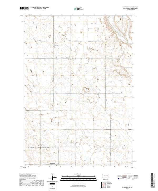 USGS US Topo 7.5-minute map for Hitchcock SE SD 2021