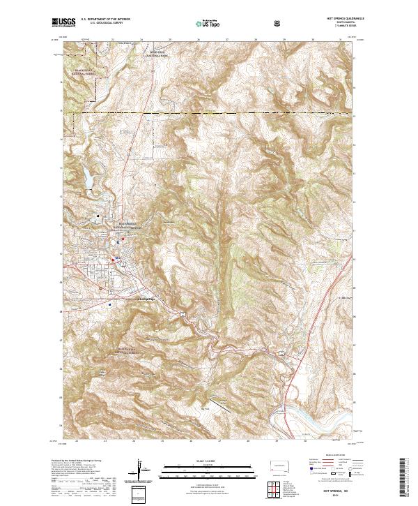 USGS US Topo 7.5-minute map for Hot Springs SD 2021