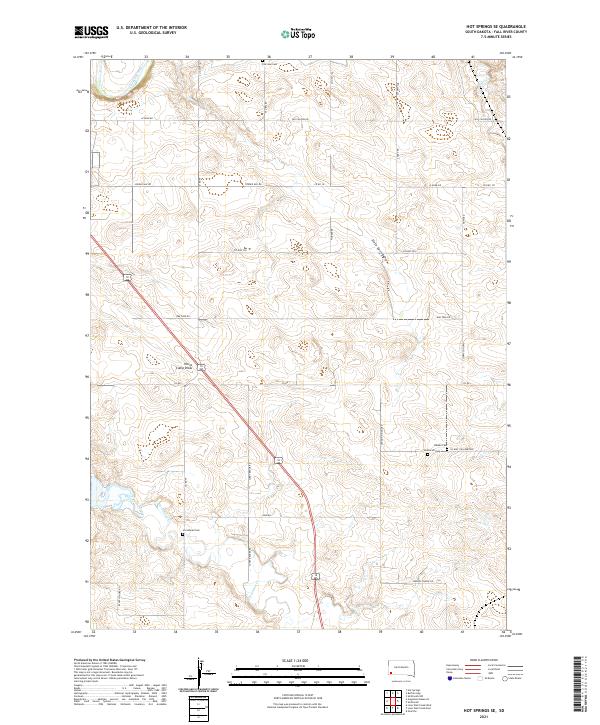 USGS US Topo 7.5-minute map for Hot Springs SE SD 2021