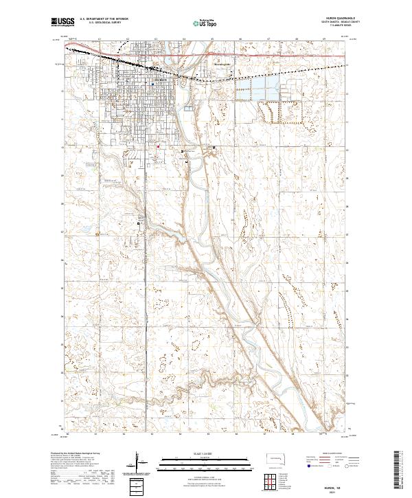 USGS US Topo 7.5-minute map for Huron SD 2021