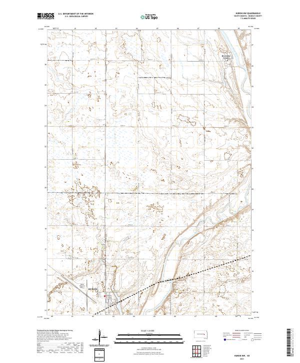 USGS US Topo 7.5-minute map for Huron NW SD 2021