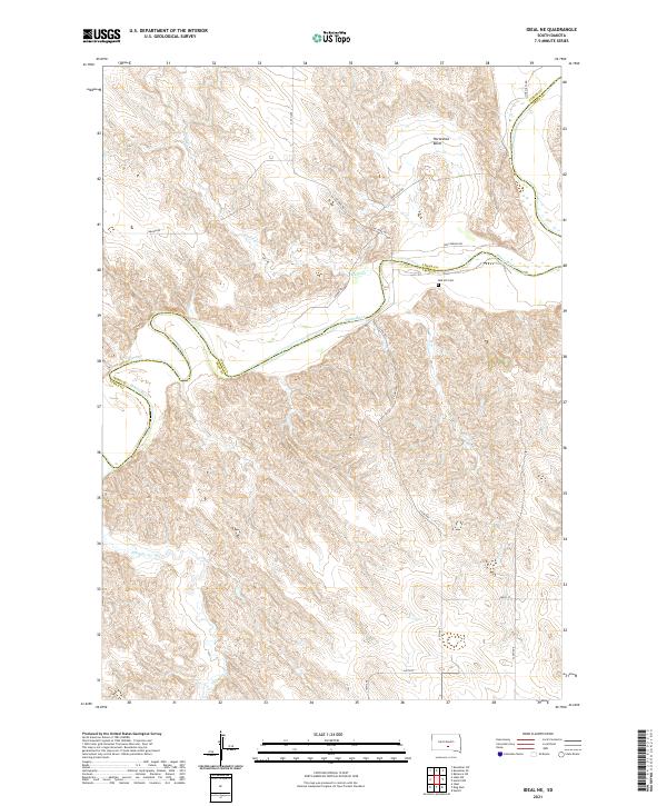 USGS US Topo 7.5-minute map for Ideal NE SD 2021