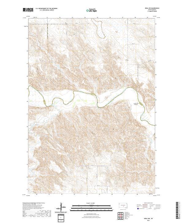 USGS US Topo 7.5-minute map for Ideal NW SD 2021