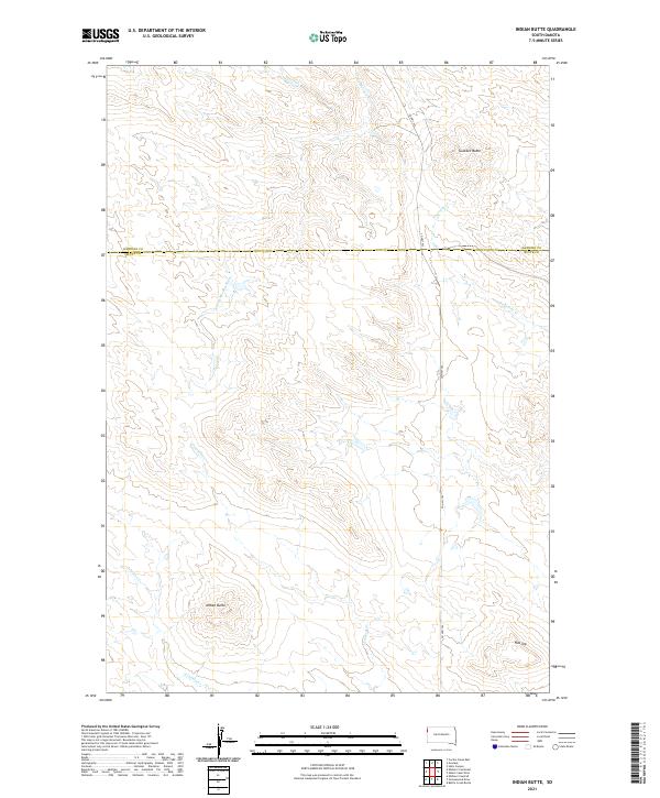 USGS US Topo 7.5-minute map for Indian Butte SD 2021