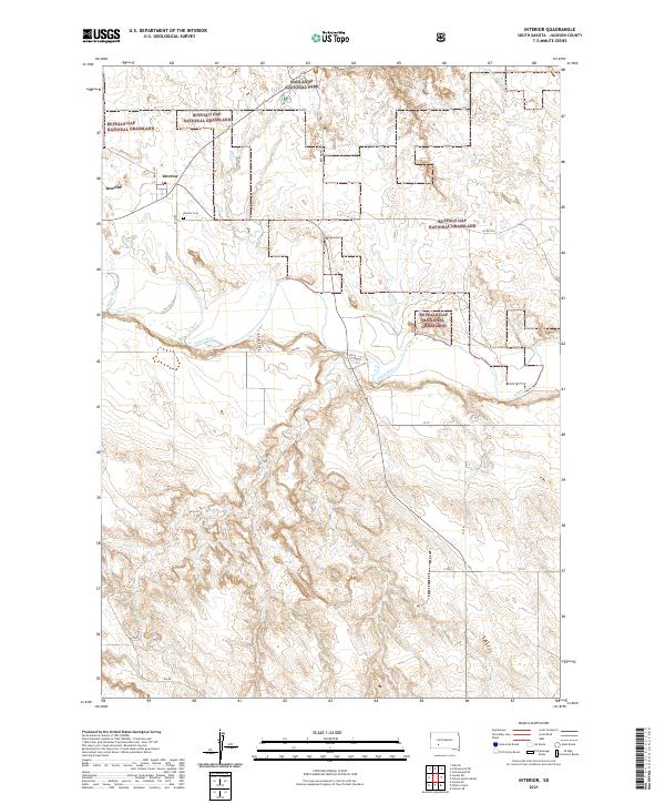 USGS US Topo 7.5-minute map for Interior SD 2021