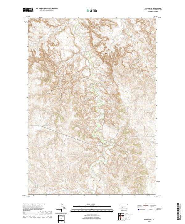 USGS US Topo 7.5-minute map for Interior SE SD 2021