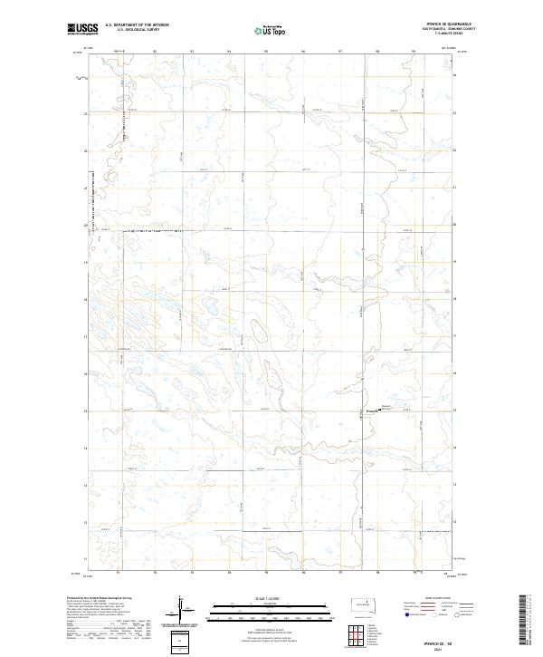 USGS US Topo 7.5-minute map for Ipswich SE SD 2021