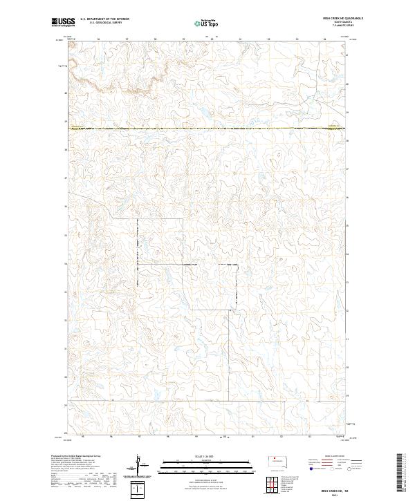 USGS US Topo 7.5-minute map for Irish Creek NE SD 2021