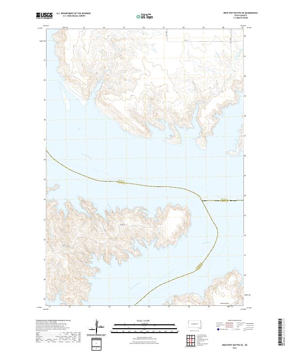 USGS US Topo 7.5-minute map for Iron Post Buttes SE SD 2021