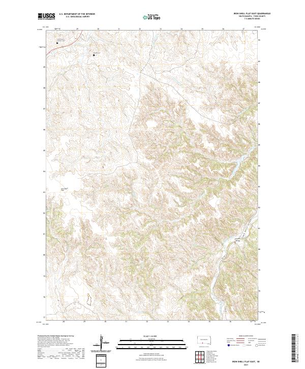 USGS US Topo 7.5-minute map for Iron Shell Flat East SD 2021