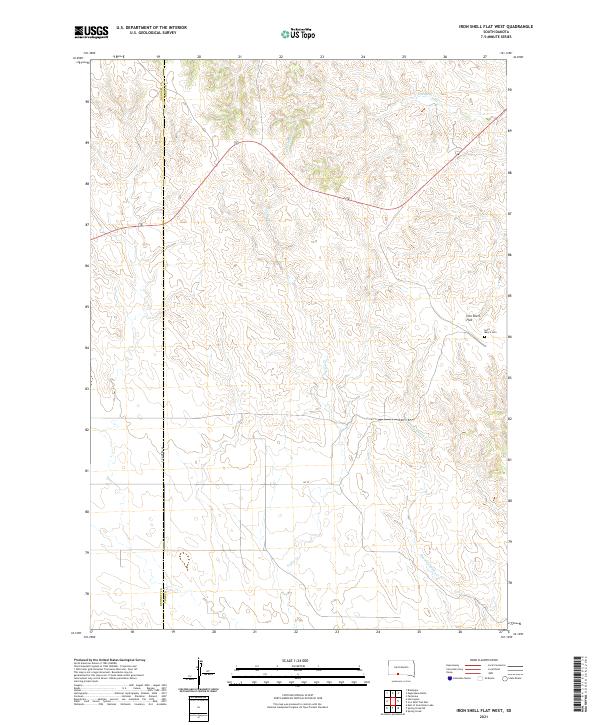 USGS US Topo 7.5-minute map for Iron Shell Flat West SD 2021