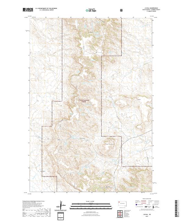 USGS US Topo 7.5-minute map for J B Hill SD 2021