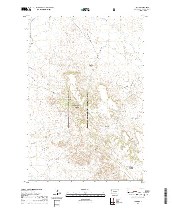 USGS US Topo 7.5-minute map for J K Butte SD 2021