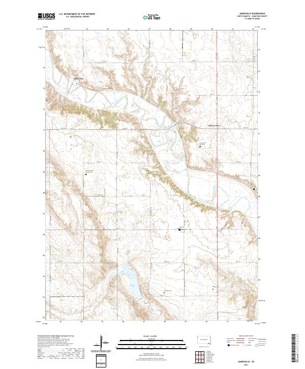 USGS US Topo 7.5-minute map for Jamesville SD 2021