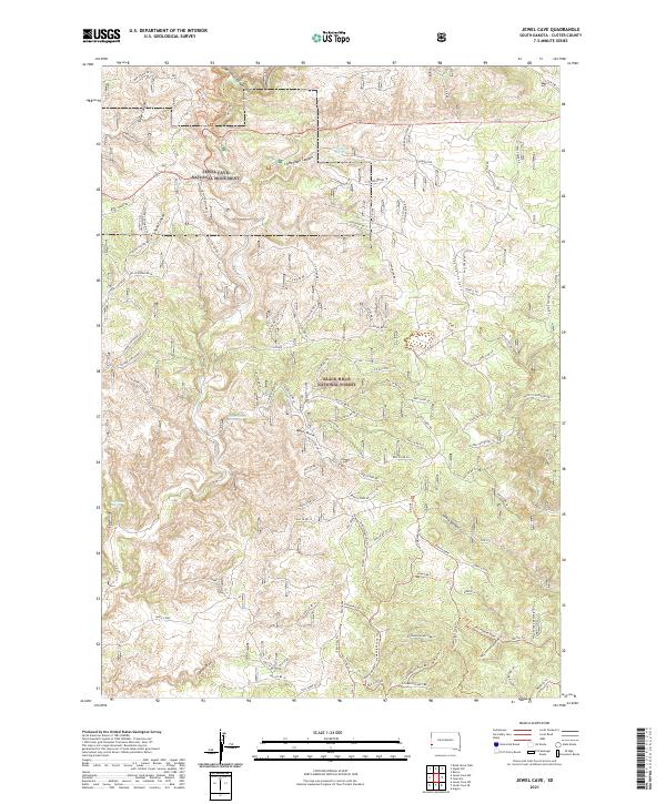 USGS US Topo 7.5-minute map for Jewel Cave SD 2021