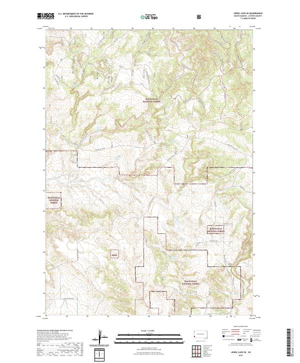 USGS US Topo 7.5-minute map for Jewel Cave SE SD 2021