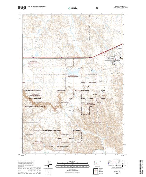 USGS US Topo 7.5-minute map for Kadoka SD 2021