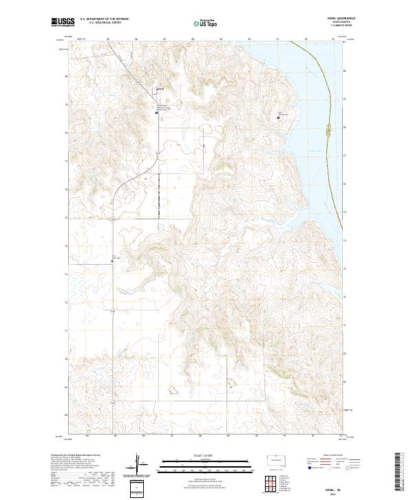 USGS US Topo 7.5-minute map for Kenel SD 2021