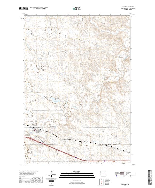 USGS US Topo 7.5-minute map for Kennebec SD 2021