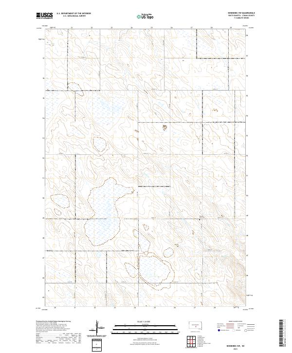 USGS US Topo 7.5-minute map for Kennebec SW SD 2021