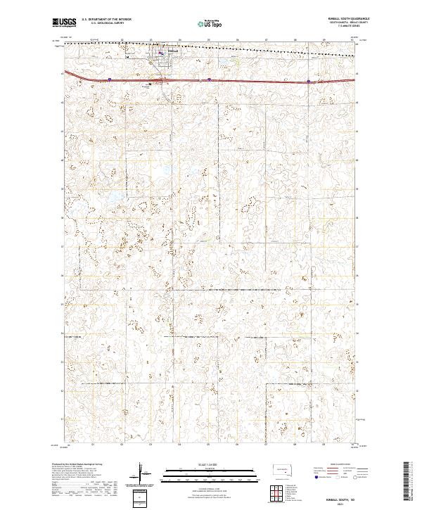 USGS US Topo 7.5-minute map for Kimball South SD 2021