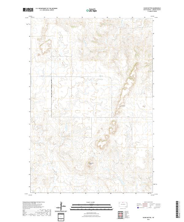 USGS US Topo 7.5-minute map for Kline Buttes SD 2021