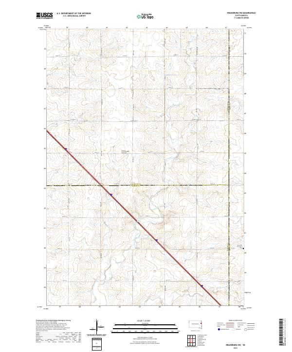 USGS US Topo 7.5-minute map for Kranzburg SW SD 2021