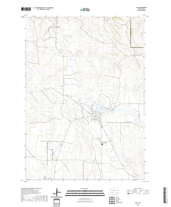 USGS US Topo 7.5-minute map for Kyle SD 2021