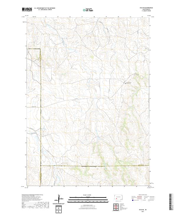 USGS US Topo 7.5-minute map for Kyle NE SD 2021