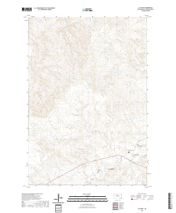 USGS US Topo 7.5-minute map for La Plant SD 2021