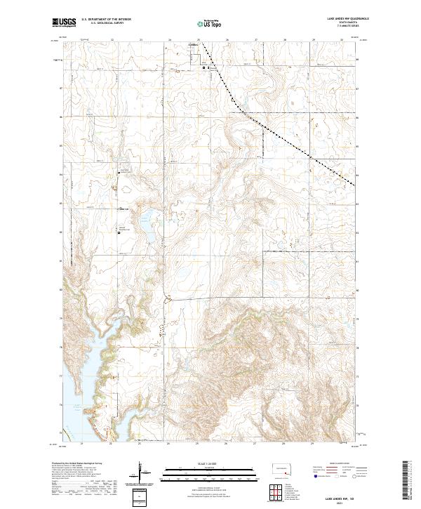 USGS US Topo 7.5-minute map for Lake Andes NW SD 2021