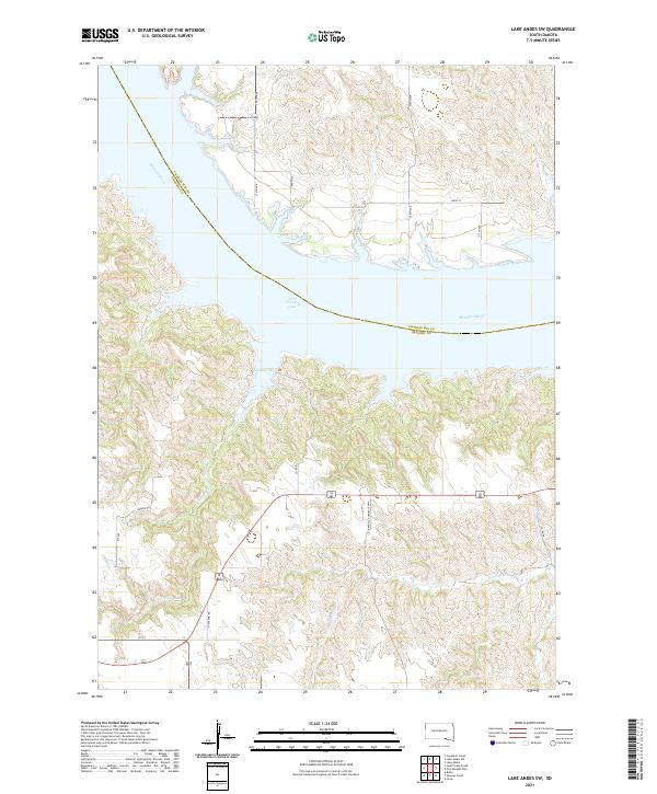 USGS US Topo 7.5-minute map for Lake Andes SW SD 2021