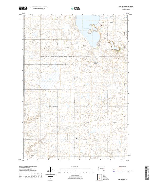 USGS US Topo 7.5-minute map for Lake Herman SD 2021