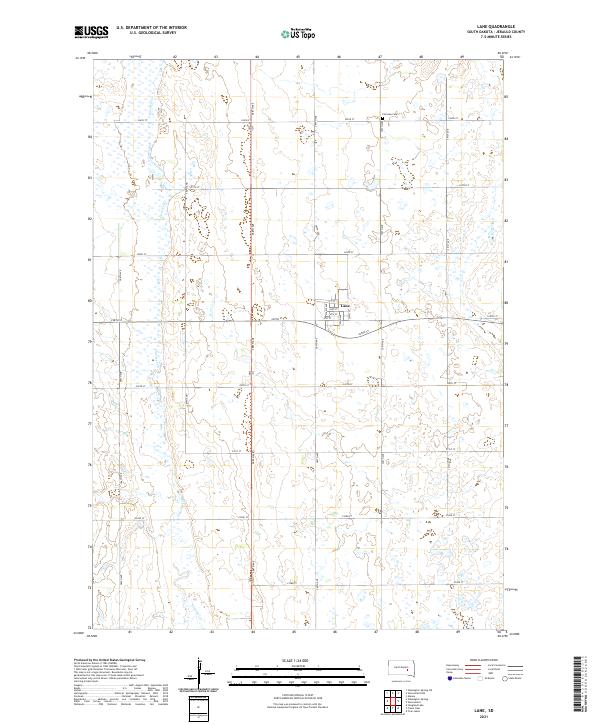 USGS US Topo 7.5-minute map for Lane SD 2021