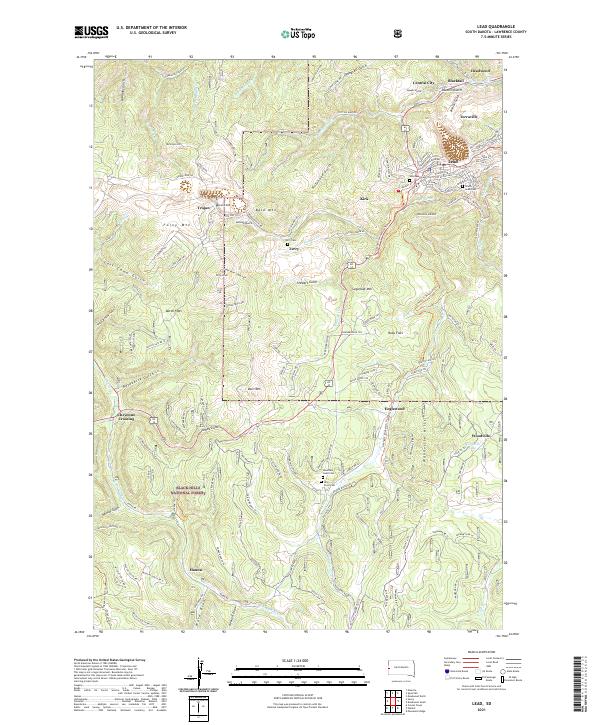 USGS US Topo 7.5-minute map for Lead SD 2021