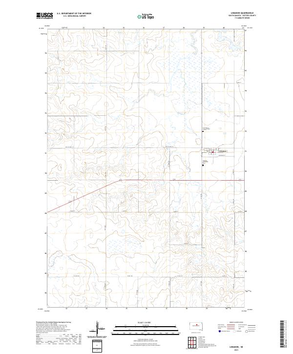 USGS US Topo 7.5-minute map for Lebanon SD 2021