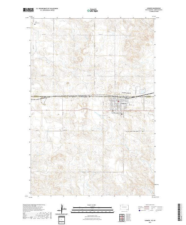 USGS US Topo 7.5-minute map for Lemmon SDND 2021