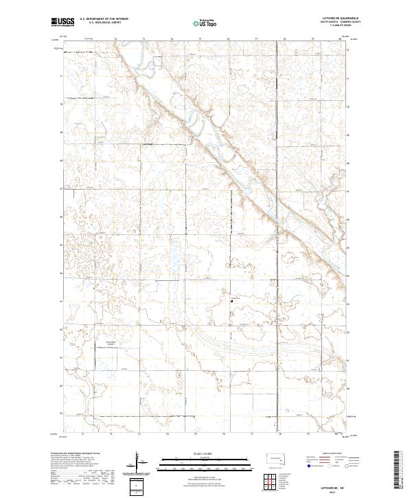 USGS US Topo 7.5-minute map for Letcher NE SD 2021