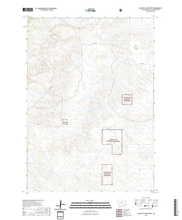 USGS US Topo 7.5-minute map for Lone Well Creek West SD 2021