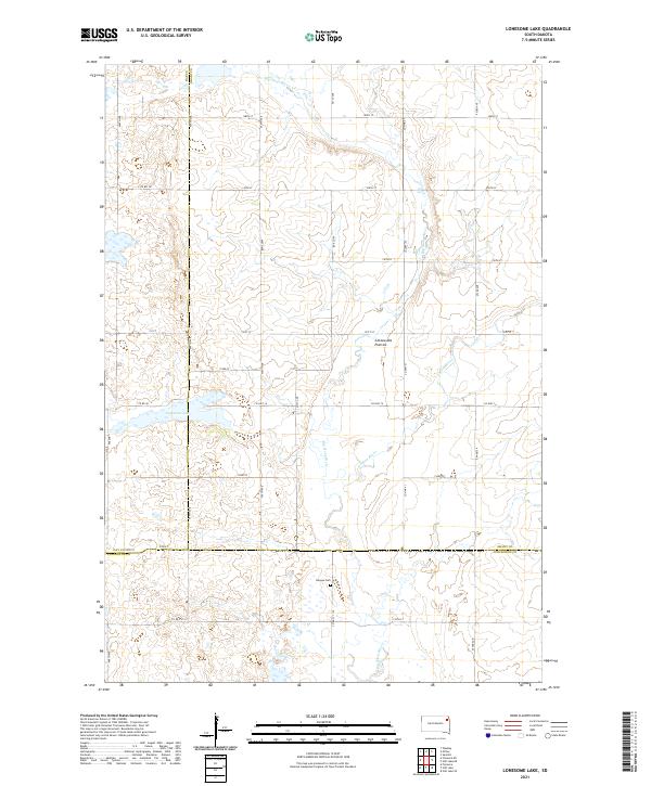 USGS US Topo 7.5-minute map for Lonesome Lake SD 2021